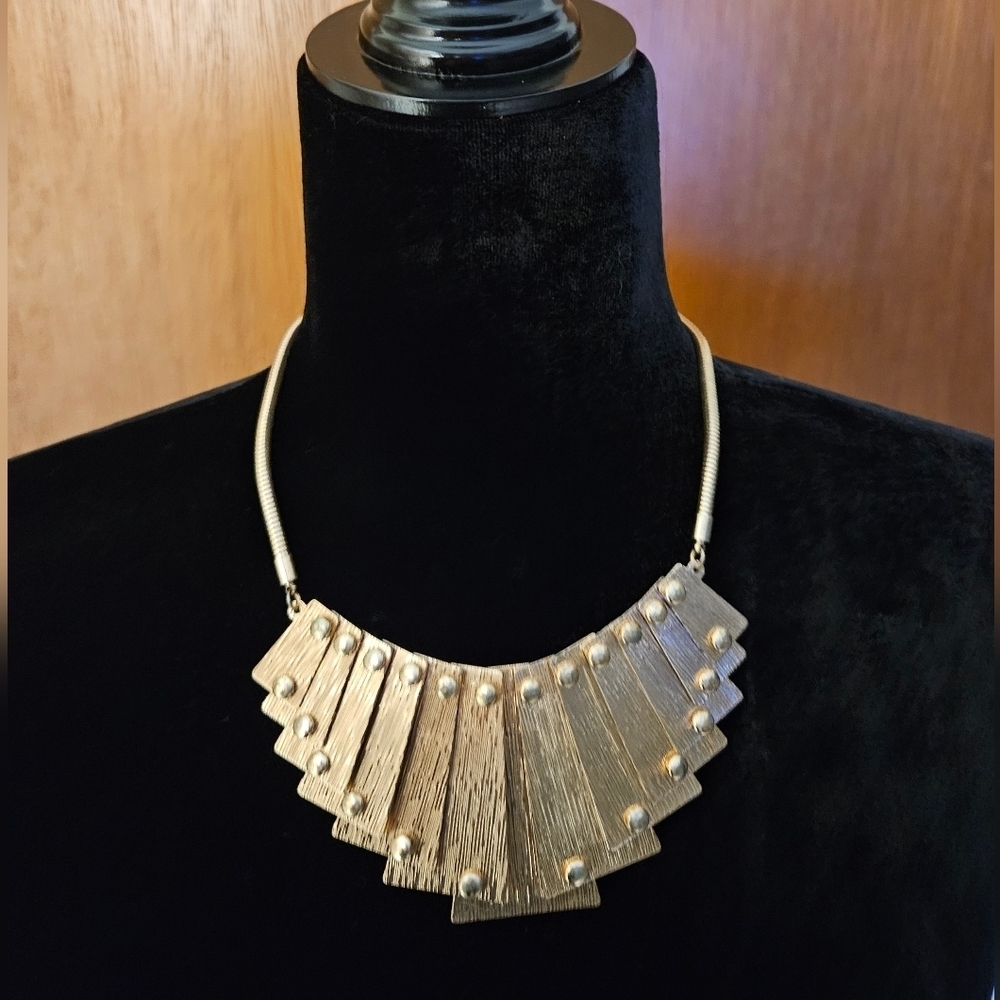 Oversized Fall Golden Plate Statement Necklace